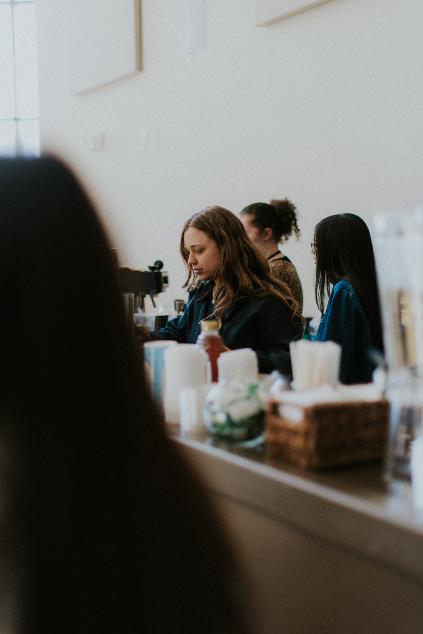 Attendees at the coffee counter