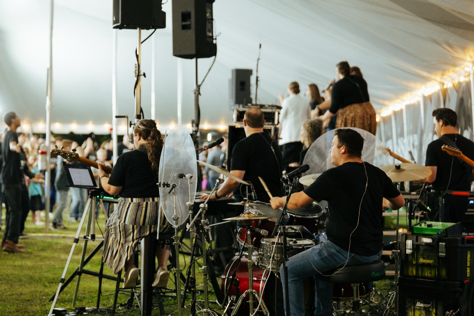 The band under the tent in Tulsa